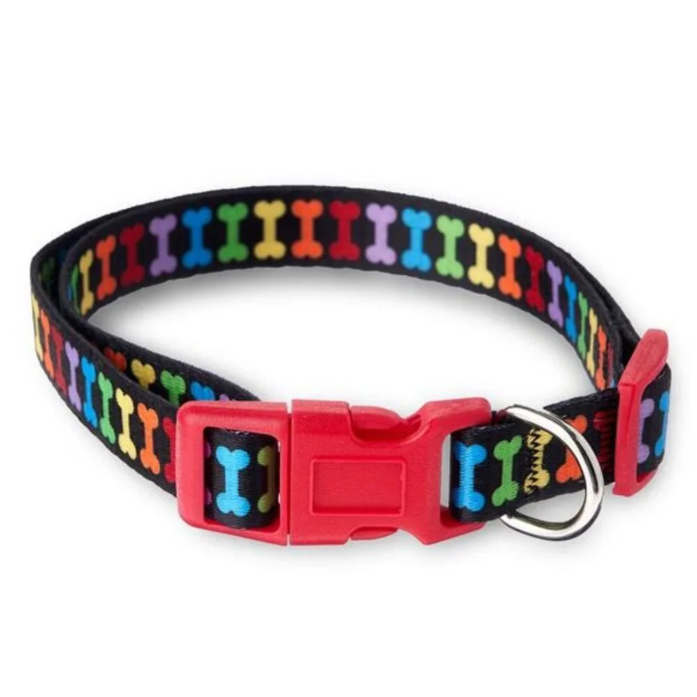 Bone Print Fashion Dog Collar, Multicolored, Medium